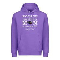 Purple police & firefighter mom, i raised mine fireman mothers day Premium Hoodie - linhVisuals