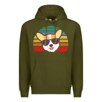 Army Green cool corgi vintage 80s dog lover Premium Hoodie - linhVisuals