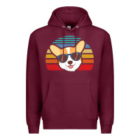 Burgundy cool corgi vintage 80s dog lover Premium Hoodie - linhVisuals