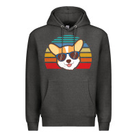 Charcoal Heather cool corgi vintage 80s dog lover Premium Hoodie - linhVisuals