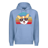 Colony Blue cool corgi vintage 80s dog lover Premium Hoodie - linhVisuals
