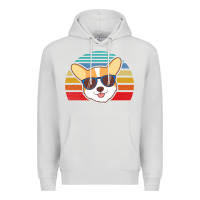 Dove Grey cool corgi vintage 80s dog lover Premium Hoodie - linhVisuals