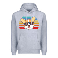 Heather Grey cool corgi vintage 80s dog lover Premium Hoodie - linhVisuals