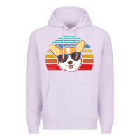 Lilac cool corgi vintage 80s dog lover Premium Hoodie - linhVisuals