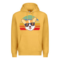 Mustard cool corgi vintage 80s dog lover Premium Hoodie - linhVisuals