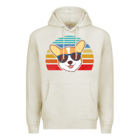 Oatmeal Heather cool corgi vintage 80s dog lover Premium Hoodie - linhVisuals