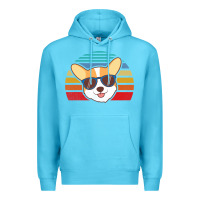 Ocean Blue cool corgi vintage 80s dog lover Premium Hoodie - linhVisuals