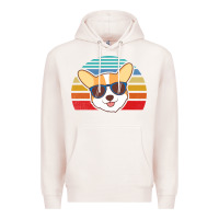 Pale Pink cool corgi vintage 80s dog lover Premium Hoodie - linhVisuals