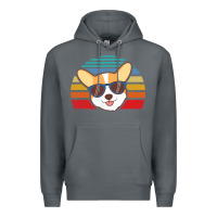Rock cool corgi vintage 80s dog lover Premium Hoodie - linhVisuals
