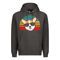 Smoke cool corgi vintage 80s dog lover Premium Hoodie - linhVisuals