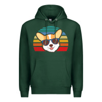 Sports Green cool corgi vintage 80s dog lover Premium Hoodie - linhVisuals
