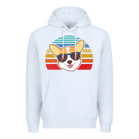 White cool corgi vintage 80s dog lover Premium Hoodie - linhVisuals