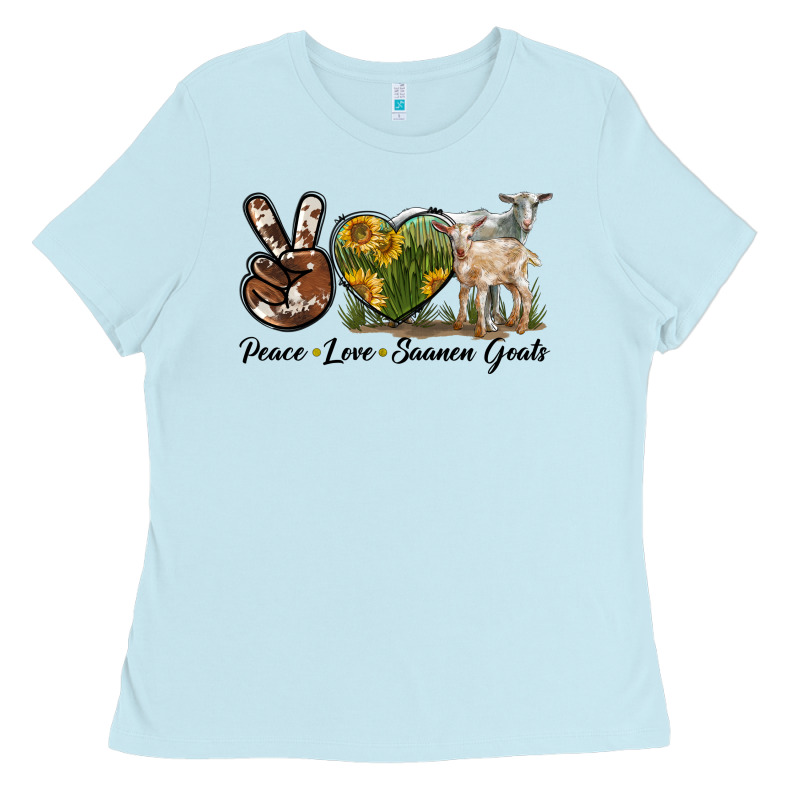Peace Love Saanen Goats Ladies Tee by LillyAllenDesigns | Teevron