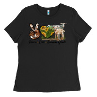Black Peace Love Saanen Goats Ladies Tee - LillyAllenDesigns