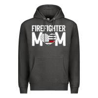 Charcoal Heather female firefighter mom thin red line flag firefighting premium Premium Hoodie - linhVisuals