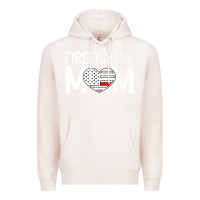 Pale Pink female firefighter mom thin red line flag firefighting premium Premium Hoodie - linhVisuals