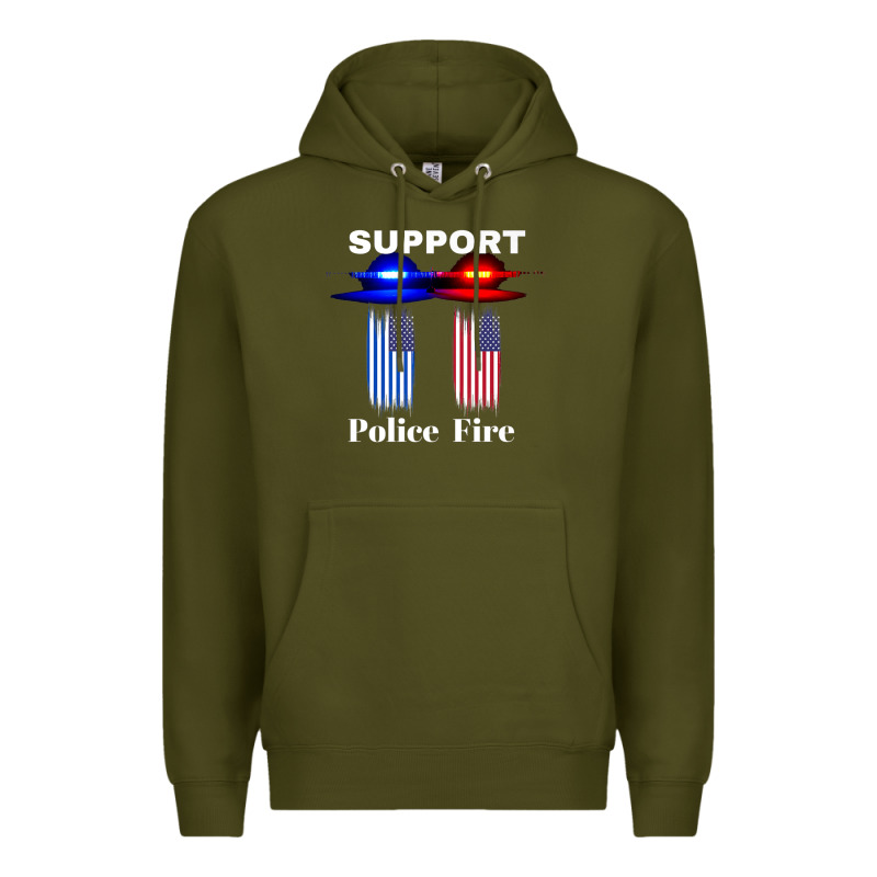 Support Our Police & Fire Departments   1st Responders Premium Premium Hoodie by linhVisuals | Teevron