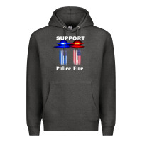 Charcoal Heather support our police & fire departments   1st responders premium Premium Hoodie - linhVisuals