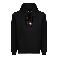 Black fire wife messy bun firefighter wife thin red line husband Premium Hoodie - linhVisuals