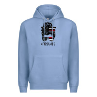 Colony Blue fire wife messy bun firefighter wife thin red line husband Premium Hoodie - linhVisuals