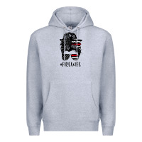 Heather Grey fire wife messy bun firefighter wife thin red line husband Premium Hoodie - linhVisuals