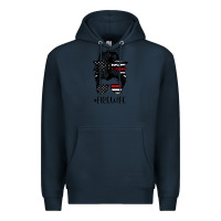 Navy fire wife messy bun firefighter wife thin red line husband Premium Hoodie - linhVisuals
