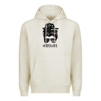Oatmeal Heather fire wife messy bun firefighter wife thin red line husband Premium Hoodie - linhVisuals