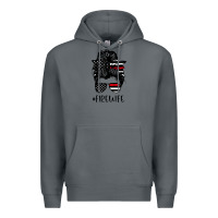 Rock fire wife messy bun firefighter wife thin red line husband Premium Hoodie - linhVisuals