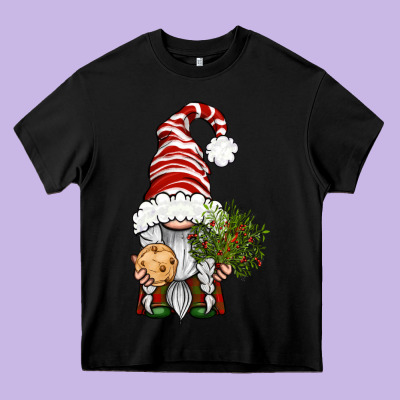 Christmas Gnome With Cookie Heavy Core Tee Designed By Bundleandbundleshop