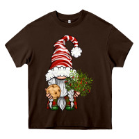 Chocolate Brown Christmas Gnome With Cookie Heavy Core Tee - BundleAndBundleShop