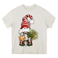 Cream Christmas Gnome With Cookie Heavy Core Tee - BundleAndBundleShop