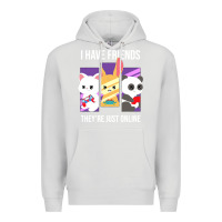 Dove Grey i have friends they are just online Premium Hoodie - linhVisuals