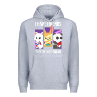 Heather Grey i have friends they are just online Premium Hoodie - linhVisuals