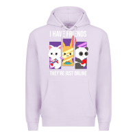 Lilac i have friends they are just online Premium Hoodie - linhVisuals