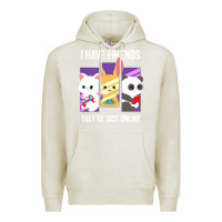 Oatmeal Heather i have friends they are just online Premium Hoodie - linhVisuals