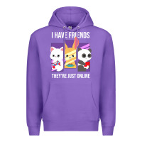 Purple i have friends they are just online Premium Hoodie - linhVisuals