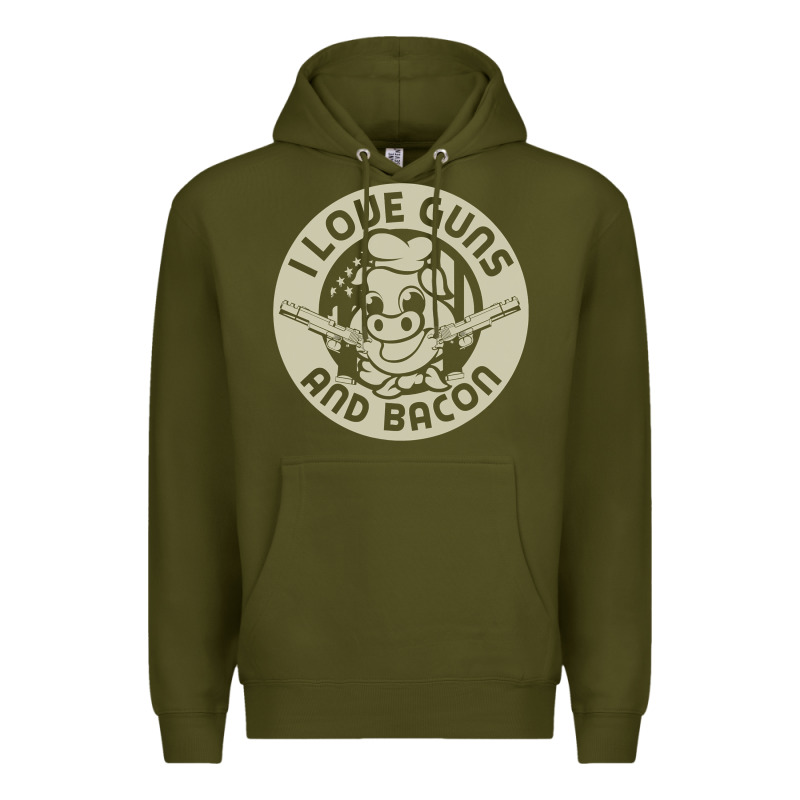 I Love Guns Bacon Pork Pig Funny Gun Premium Hoodie by linhVisuals | Teevron