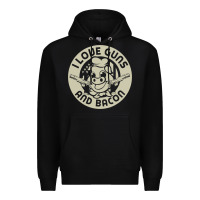 Black i love guns bacon pork pig funny gun Premium Hoodie - linhVisuals