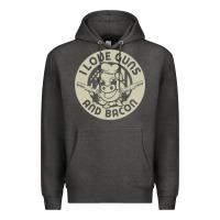 Charcoal Heather i love guns bacon pork pig funny gun Premium Hoodie - linhVisuals