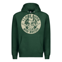 Sports Green i love guns bacon pork pig funny gun Premium Hoodie - linhVisuals