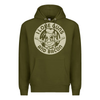 Army Green i love guns bacon pork pig funny gun Premium Hoodie - linhVisuals