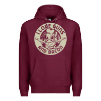 Burgundy i love guns bacon pork pig funny gun Premium Hoodie - linhVisuals