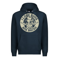 Navy i love guns bacon pork pig funny gun Premium Hoodie - linhVisuals