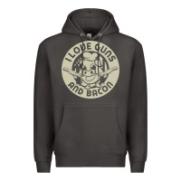 Smoke i love guns bacon pork pig funny gun Premium Hoodie - linhVisuals