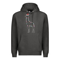 Charcoal Heather santa giraffe christmas color led Premium Hoodie - linhVisuals