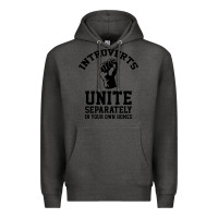 Charcoal Heather introverts unite Premium Hoodie - linhVisuals