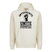 Oatmeal Heather introverts unite Premium Hoodie - linhVisuals