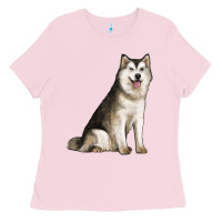 Bubblegum Pink Alaskan Malamute Dog Ladies Tee - LillyAllenDesigns