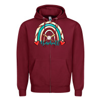 Burgundy Baseball Rainbow Zipper Hoodie - RanaPortraitStore