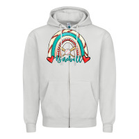 Dove Grey Baseball Rainbow Zipper Hoodie - RanaPortraitStore
